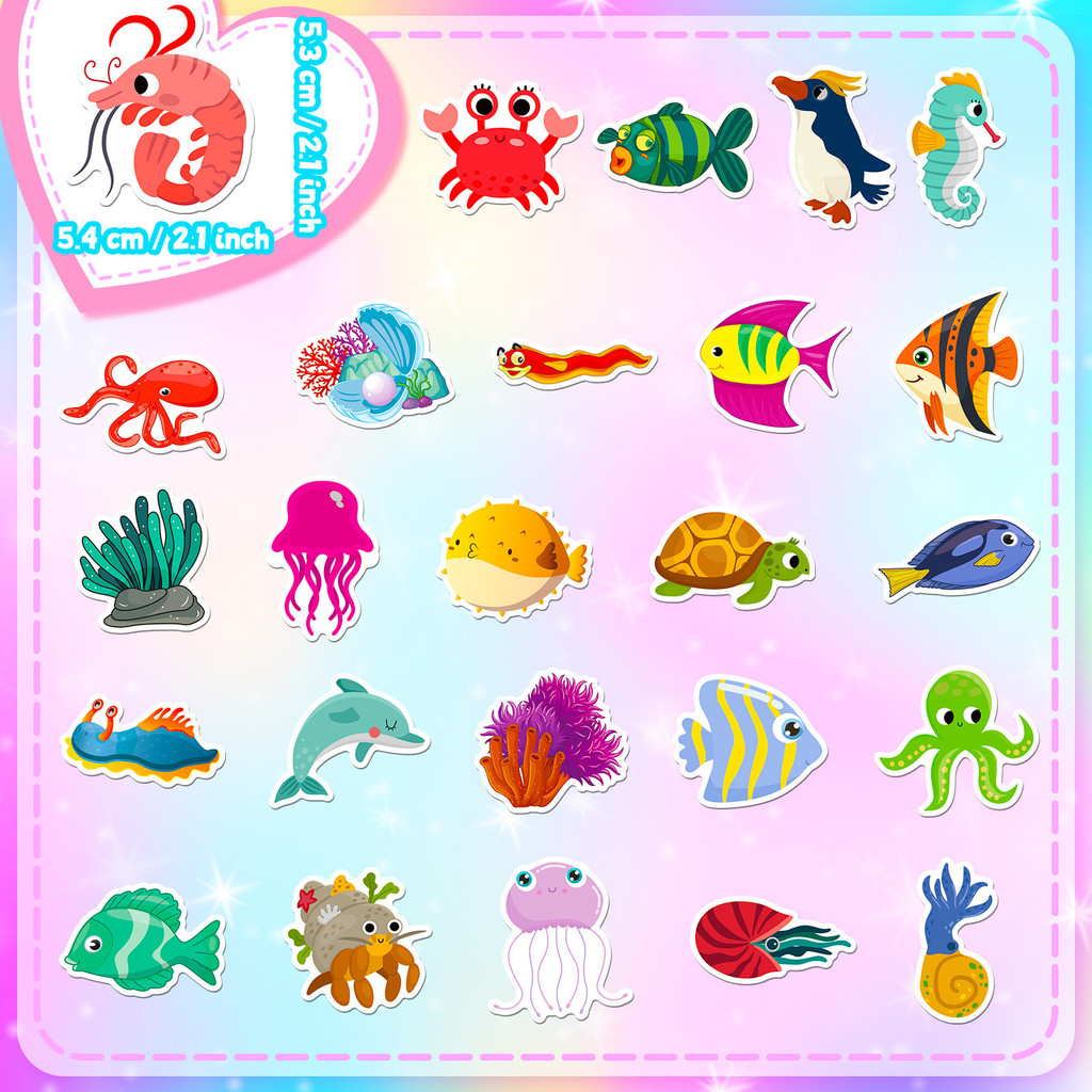 50Pcs Marine Life Stickers - C - Aquarium And Marine 评论和价格